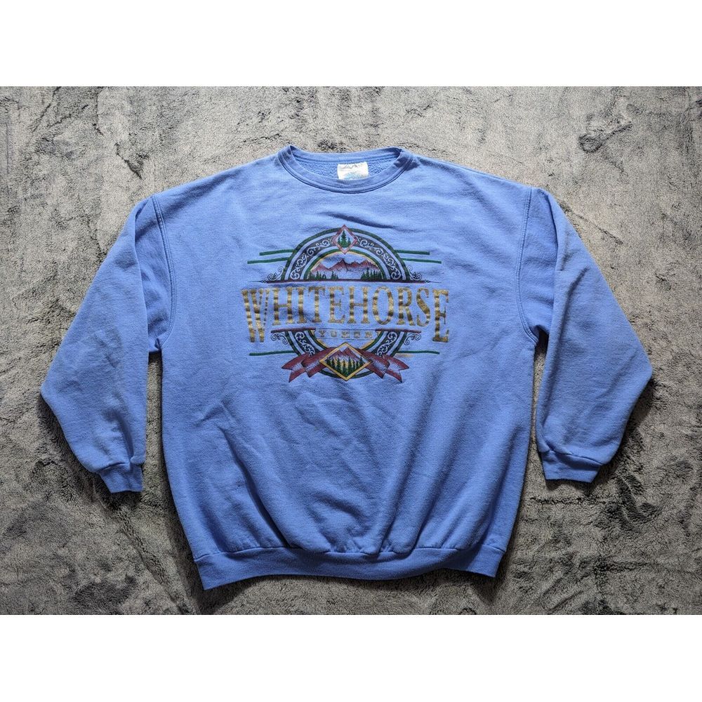 Vintage White Horse Yukon Sweatshirt Women's Size Large Blue